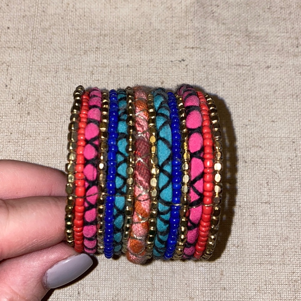 Multicolor cuff bracelet with gold accents